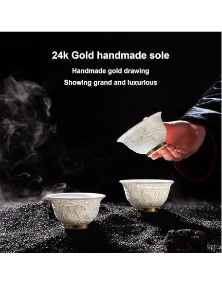 Chinese Zodiac Tea Cups - Ceramic Tea Cups for Hot and Cold Drinks - Housewarming Gift Japanese Tea Set - Coffee Mug No Handle B