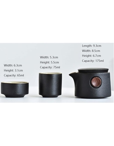 Tea Set Ceramic Portable Teapot Outdoor Travel Gaiwan Kettle Office Teacups TeaSet Dinkware Office (Blue 9.3 * 8.5cm) (Red 9.3 * 8.5cm)