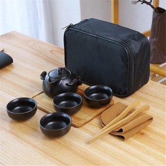 Ceramic Teapot Kettle Gaiwan Chinese Travel Ceramic Tea Cup For Puer Chinese Tea Pot Portable Tea Set (Color : Black, Size : 21 * 9 * 14.5cm) (Black 21 * 9 * 14.5cm)