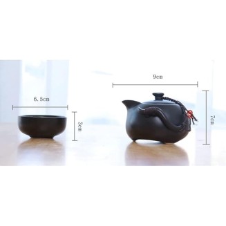 Ceramic Teapot Kettle Gaiwan Chinese Travel Ceramic Tea Cup For Puer Chinese Tea Pot Portable Tea Set (Color : Black, Size : 21 * 9 * 14.5cm) (Black 21 * 9 * 14.5cm)