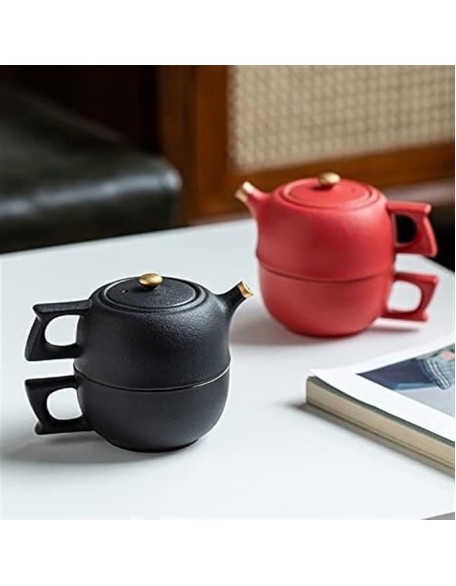 Tea Cup Set Tea Set Teapot Set Ceramic Tea Cup Set Chinese Tea Travel Tea Set Portable Teapot Tea Set Tea Cups of Tea Ceremony Tea Cups Coffee Cup Set Tea Pot Set (Rosso B)